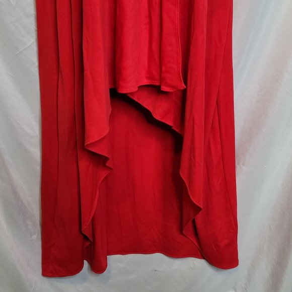 Vintage Bill Blass Wrap Halter Dress Red Tie Shoulder Neck One Size High Low Hem - Picture 3 of 6